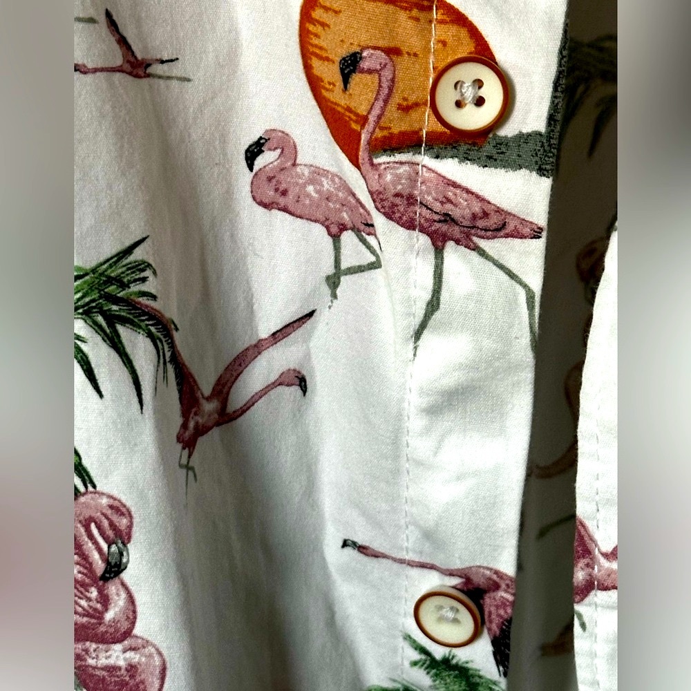 Denim & Flower Flamingo Casual Button Down Short-Sleeve Shirt Men’s Size L - Picture 8 of 11